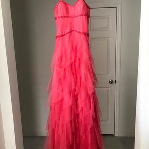 Coral Strapless Prom Dress